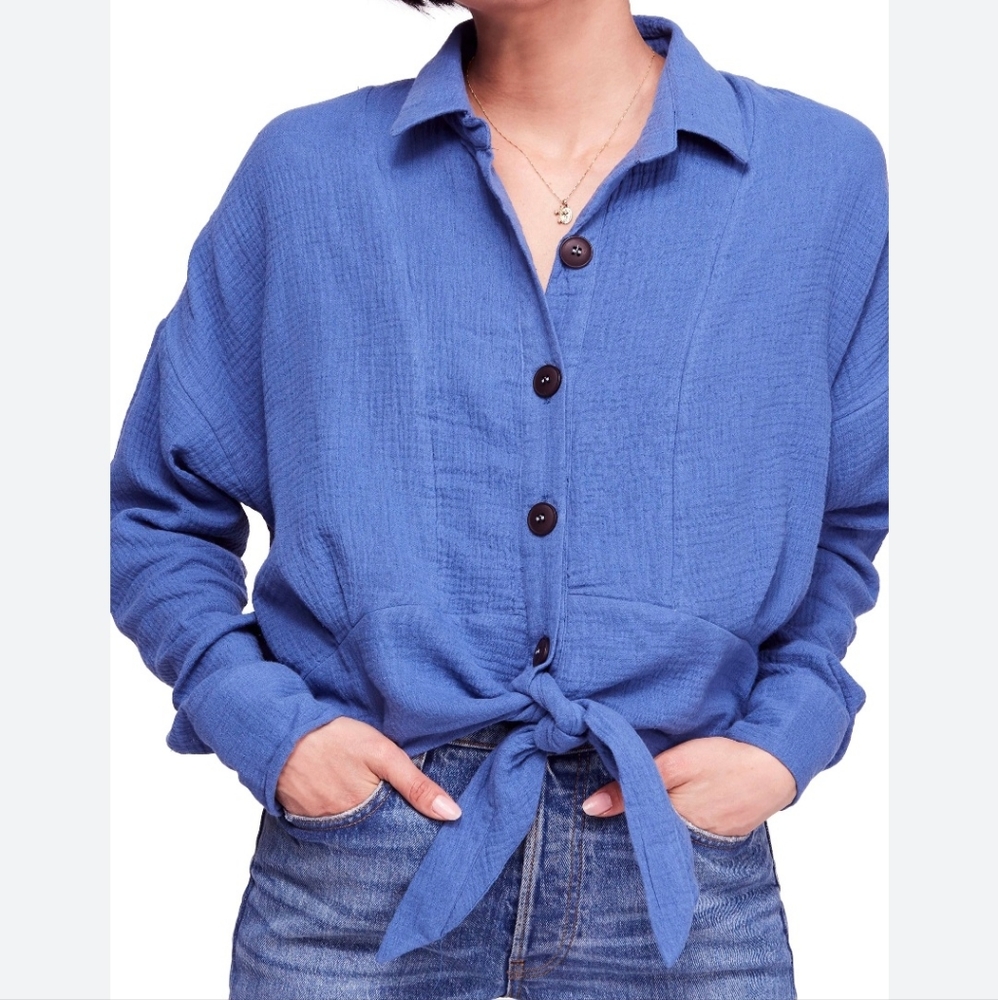 Free People Sunstreaks long sleeve tie front top